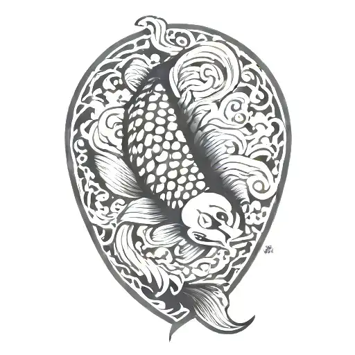 japanese carp fish hook tattoo design idea