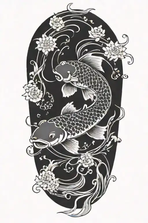 japanese carp koi black tattoo design idea