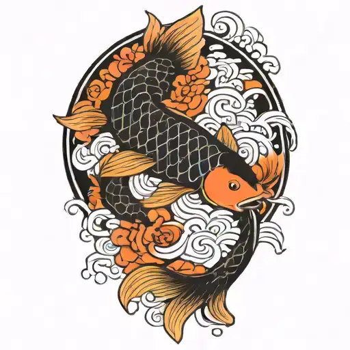japanese carp koi black tattoo design idea