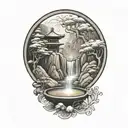 zen garden filled tattoo design idea