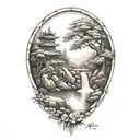 zen garden filled tattoo design idea