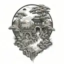 zen garden filled tattoo design idea