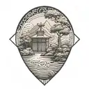 zen garden filled geometric pattern resembling tattoo design idea