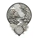 zen garden filled geometric pattern resembling tattoo design idea