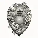 zen garden filled geometric pattern resembling tattoo design idea