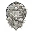 zen garden filled geometric pattern resembling tattoo design idea