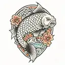 japanese carp fish tattoo design idea
