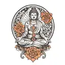 meditation sitting alone tattoo design idea