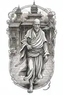 wandering monk walking towards tattoo design idea