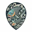 japanese carp fish transforming tattoo design idea