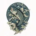 japanese carp fish transforming tattoo design idea