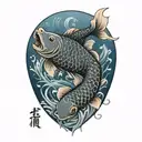 japanese carp fish transforming tattoo design idea