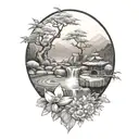 zen garden tattoo design idea