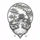 zen garden tattoo design idea
