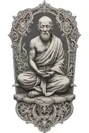 wandering monk meditating tattoo design idea