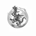 A fierce dragon in mid-battle, symbolizing strength and resilience tattoo design idea