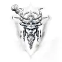 standing poseidon trident ocean thunder storm tattoo design idea