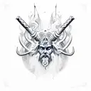 standing poseidon trident ocean thunder storm tattoo design idea