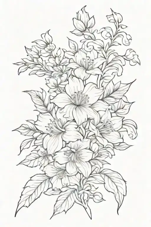 vertical may birth flowers  tattoo design idea