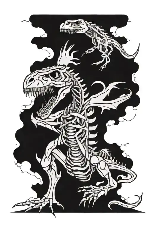 raptor bones tattoo design idea