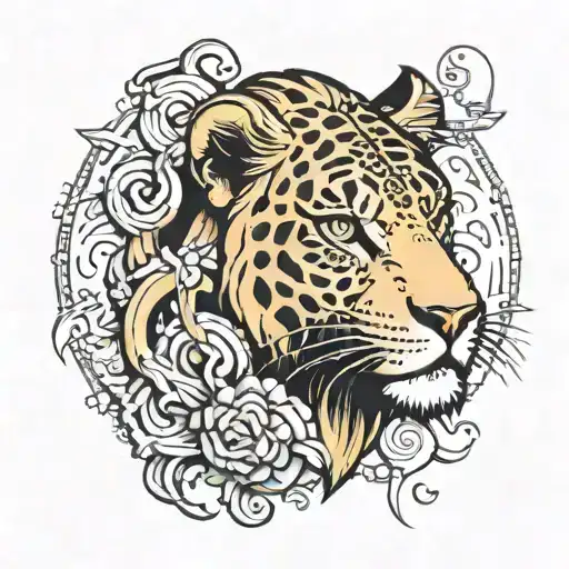 Techno Leo with the date 08/19/2020 tattoo design idea