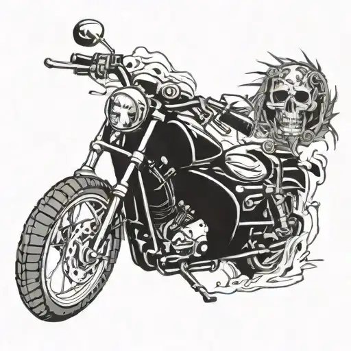 skull death weapon motorcycle guitar evil spirits animals tattoo design idea