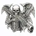 skull death weapon angel evil spirits animals tattoo design idea