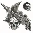 skull death weapon angel evil spirits animals tattoo design idea