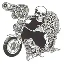skull death weapon motorcycle guitar evil spirits animals tattoo design idea