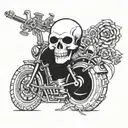 skull death weapon motorcycle guitar evil spirits animals tattoo design idea