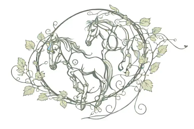 grape vines. horse hooves holding Isiah 61:3 tattoo design idea
