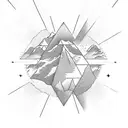 mountain inside the sun and the horizon lines of the mountain become rays of the sun tattoo design idea