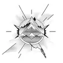 mountain inside the sun and the horizon lines of the mountain become rays of the sun tattoo design idea