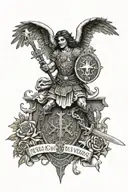 St. Michael with a sword and shield that has the Soldier's prayer. tattoo design idea