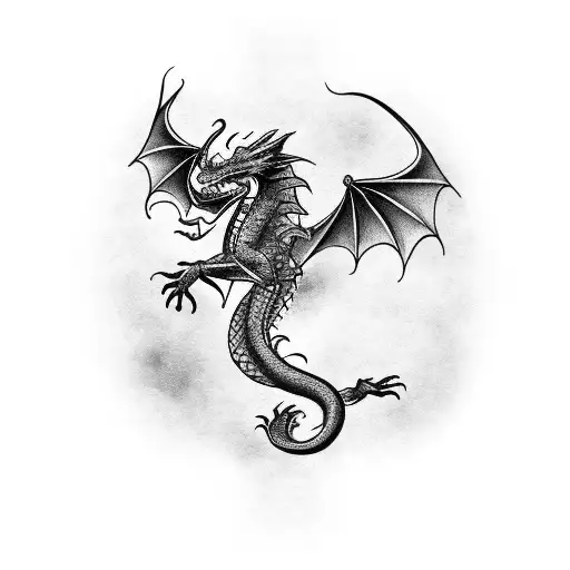dragon with smoke with the cross tattoo design idea