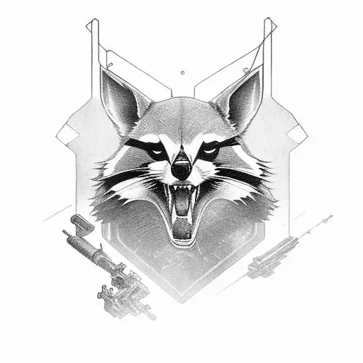 raccon on the bridge of a U.S. Navy CG-class cruiser tattoo design idea