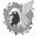 A tattoo design featuring Absol surrounded by musical notes to represent your love for music and Pokémon tattoo design idea