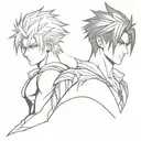 Jin Kazama's shoulder tattoo intertwined with a Kingdom Hearts 2 Nobody symbol tattoo design idea