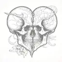 two skulls facing each other making a heart shape tattoo design idea