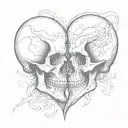 two skulls facing each other making a heart shape tattoo design idea