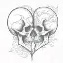 two skulls facing each other making a heart shape tattoo design idea