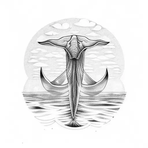 Blue Whale lines tattoo design idea