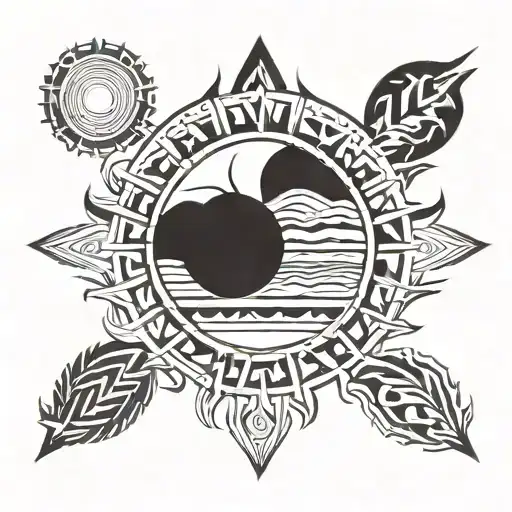 Native American, the sun rising, land of the lakes  tattoo design idea