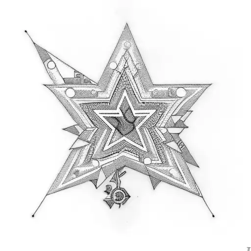A tattoo design featuring a Jewish star made out of intricate circuit board patterns tattoo design idea