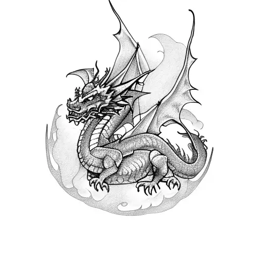 stack of books with dragon tattoo design idea