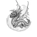 stack of books with dragon tattoo design idea