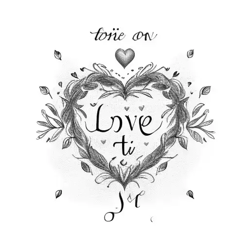 A beautiful quote about love and passion written in a delicate script font, surrounded by a heart-shaped wreath tattoo design idea