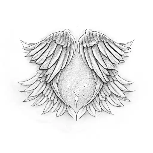 A pair of angel wings made of delicate lace tattoo design idea