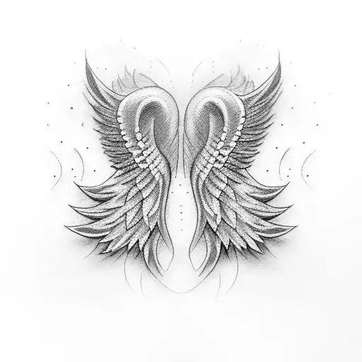 A pair of angel wings made of delicate lace tattoo design idea