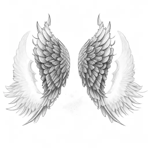 A pair of angel wings made of delicate lace tattoo design idea
